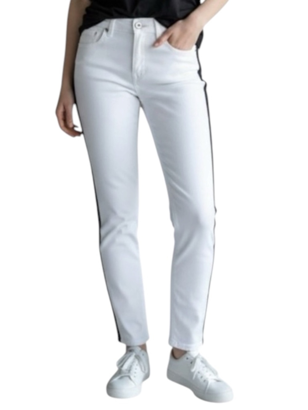 L’AGENCE Margot High Rise Skinny Jeans w/ Tuxedo Stripe Size 30